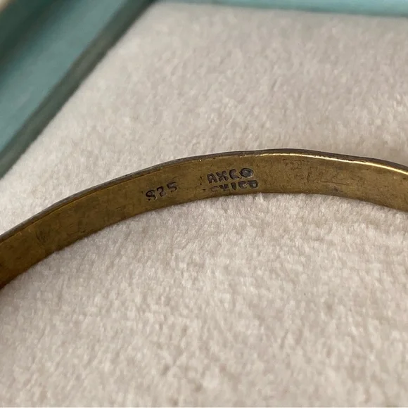 SOLD Vintage Taxco Mexico 925 silver bangle with etched sun - Picture 5 of 7